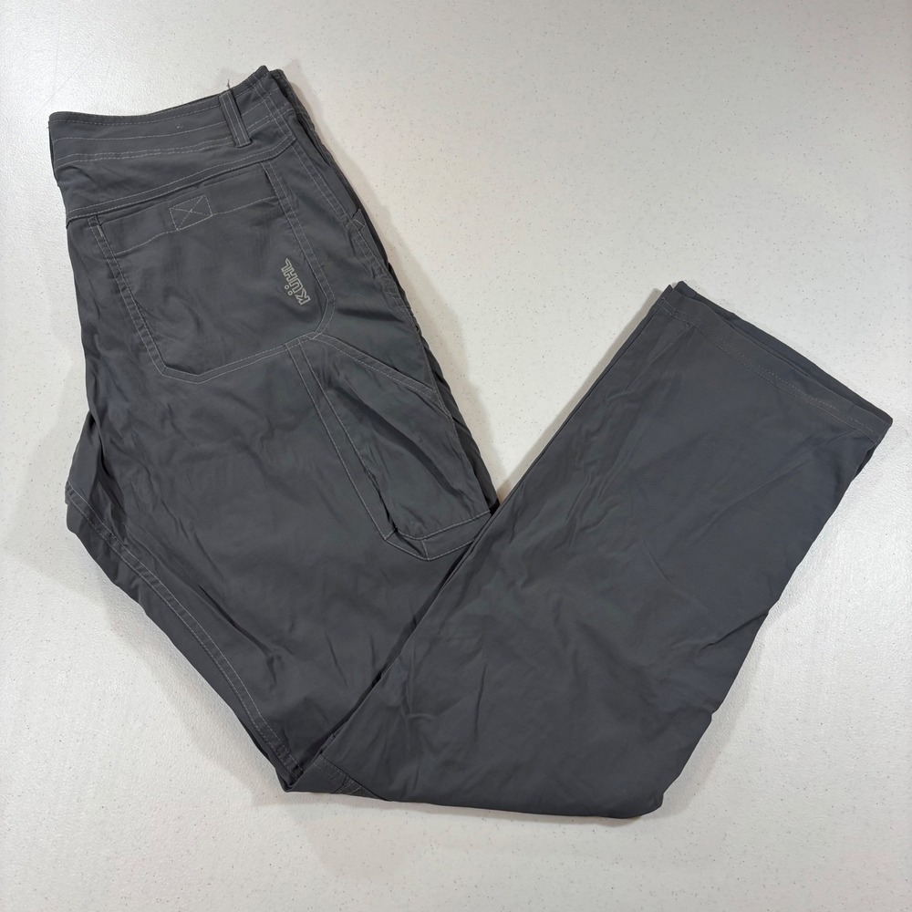 KUHL Mens Hiking Cargo Pants 33x32 Charcoal Gray Articulated Knee Renegade Gorp